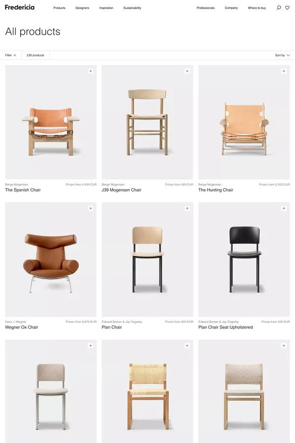All products - Fredericia Furniture - Product listing design inspiration