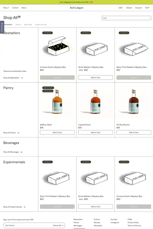 Shop All | Acid League - Product listing design inspiration
