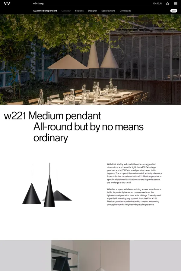 w221 Medium pendant - Design: Claesson Koivisto Rune - WÃ¤stberg - Product page design inspiration