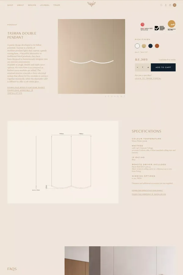 Tasman Double Pendant — Nightworks – Nightworks Studio - Product page design inspiration