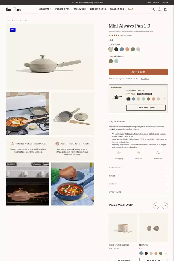 Little Pans from Our Place | Mini Always Pan |–Our Place -  US - Product page design inspiration