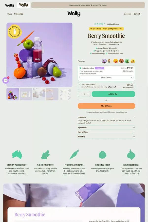 Berry for Repairing – Welly - Product page design inspiration