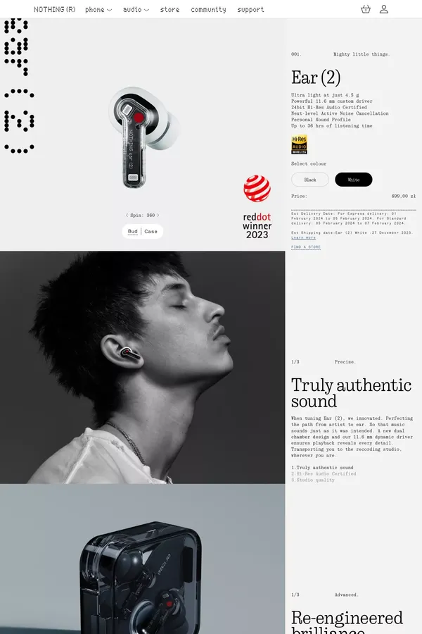 Ear (2) - Nothing Europe - Product page design inspiration