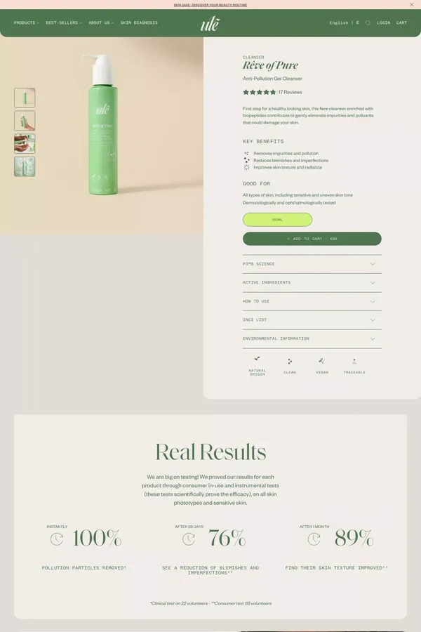 Rêve of Pure | Anti-Pollution Cleansing Gel | Ulé - Product page design inspiration