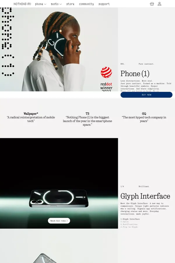 Nothing Phone (1)– Nothing Europe - Product page design inspiration