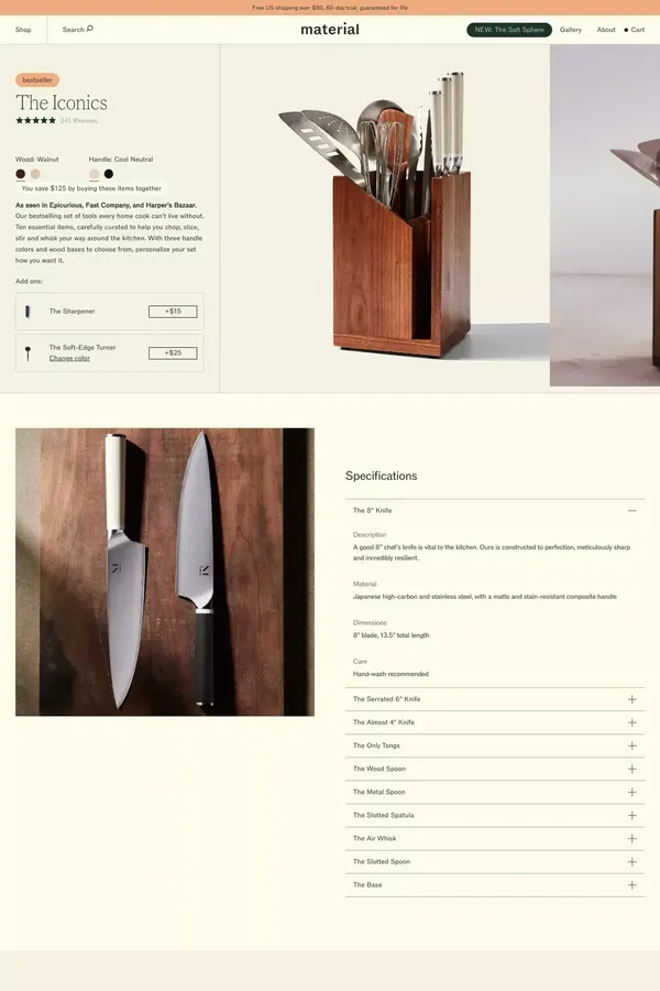 The Iconics: Your Kitchen's Must-Haves - Product page design inspiration