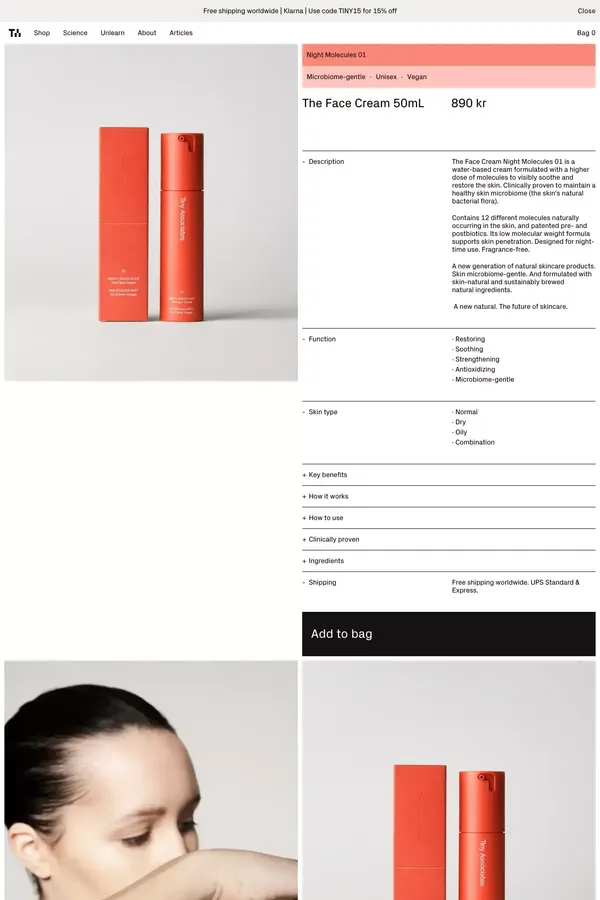 The Face Cream 50mL– TinyAssociates® - Product page design inspiration