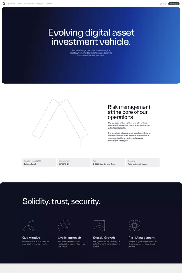 Evolving digital asset investment vehicle - Landing design inspiration