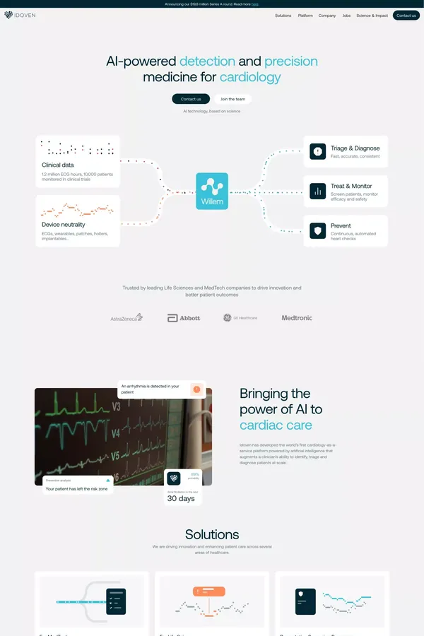 Idoven | AI-powered Cardiovascular Care - Landing design inspiration