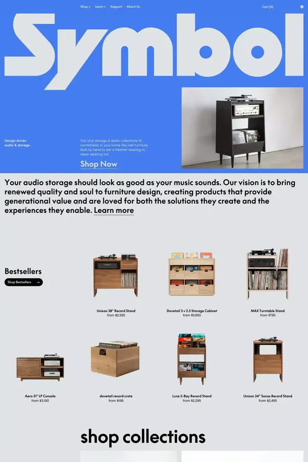 Custom Audio Furniture & Vinyl Record Storage | Symbol Audio - Ecommerce design inspiration