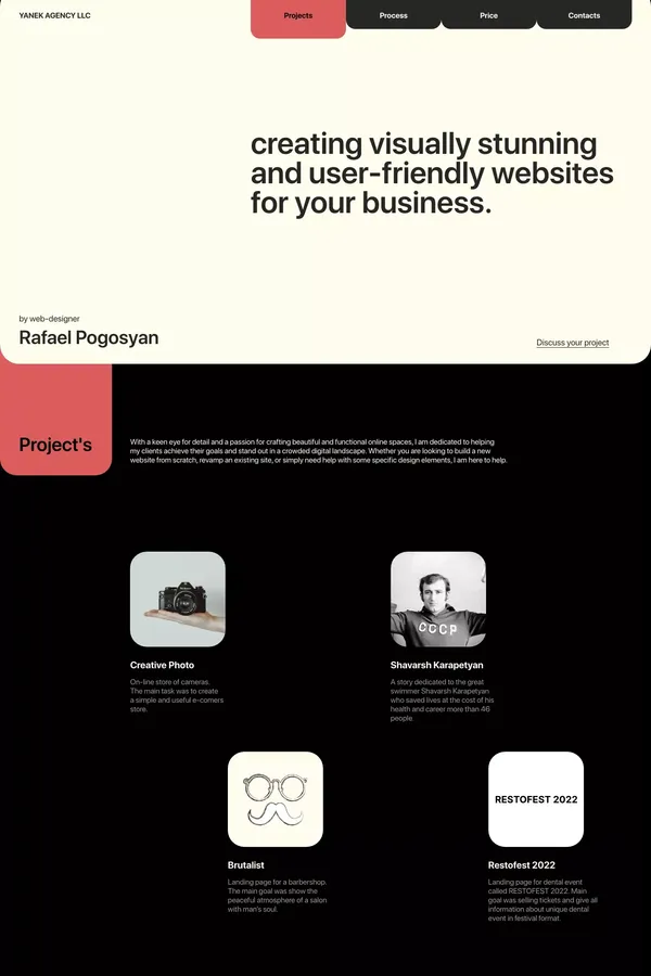 YANEK agency/creating visually stunning websites