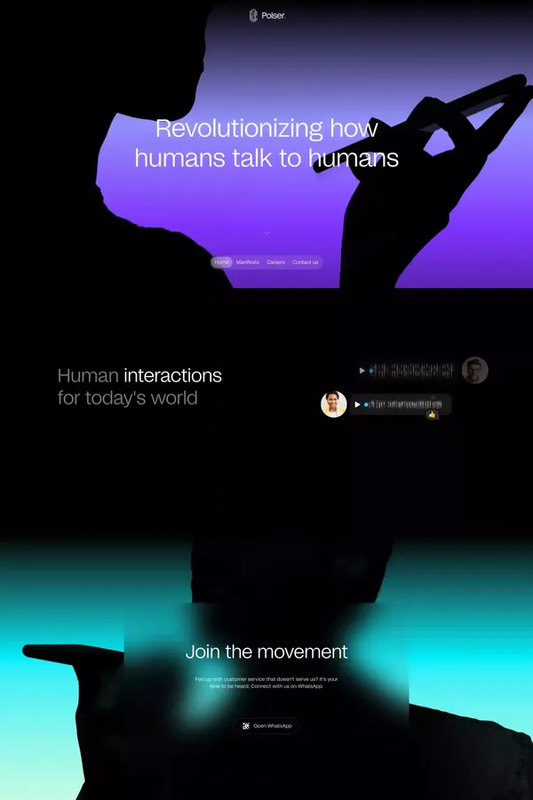 Polser — Revolutionizing how humans talk to humans - Landing design inspiration