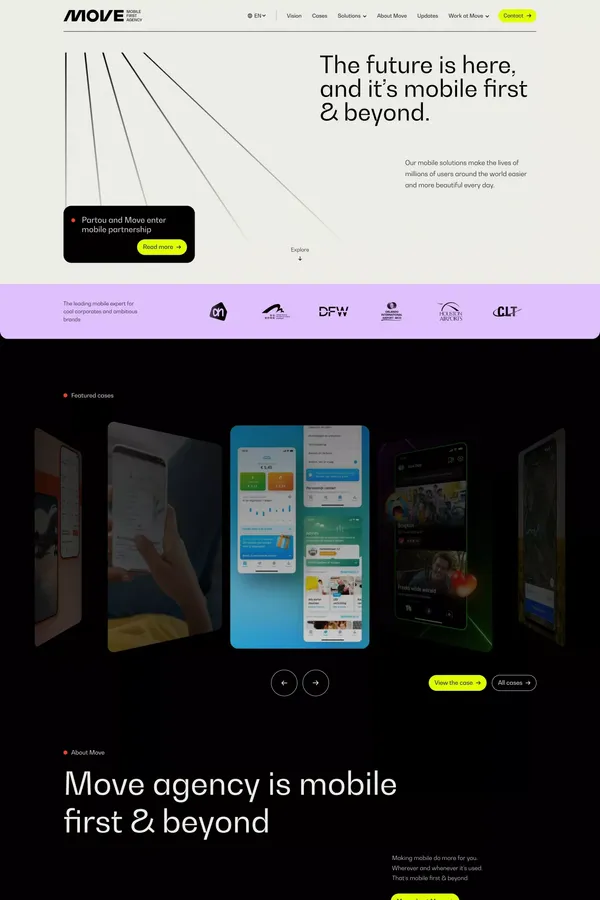 Move | mobile first agency - Landing design inspiration