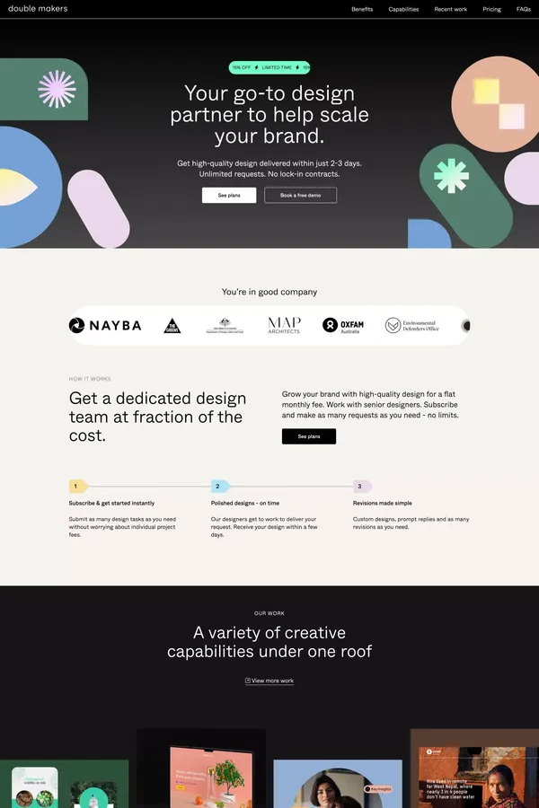 Design Subscription - Double Makers - Landing design inspiration