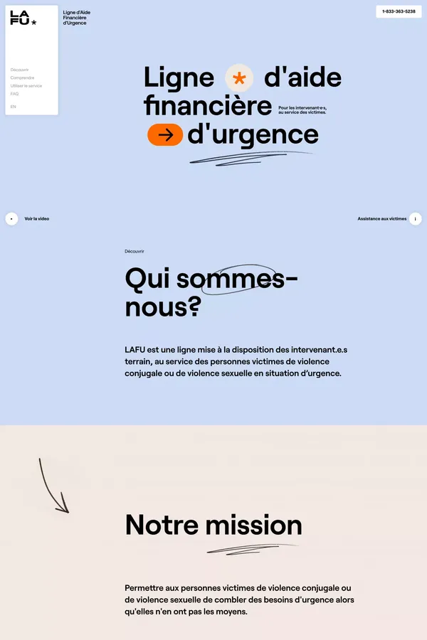 Ligne d'aide financière d'urgence | LAFU - Landing design inspiration