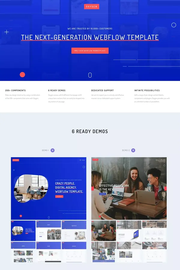 Oxygen - UI Kit Webflow Website Template - Template design inspiration