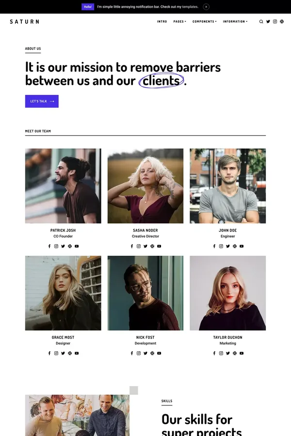 Saturn - Webflow HTML website template - About Us  design inspiration