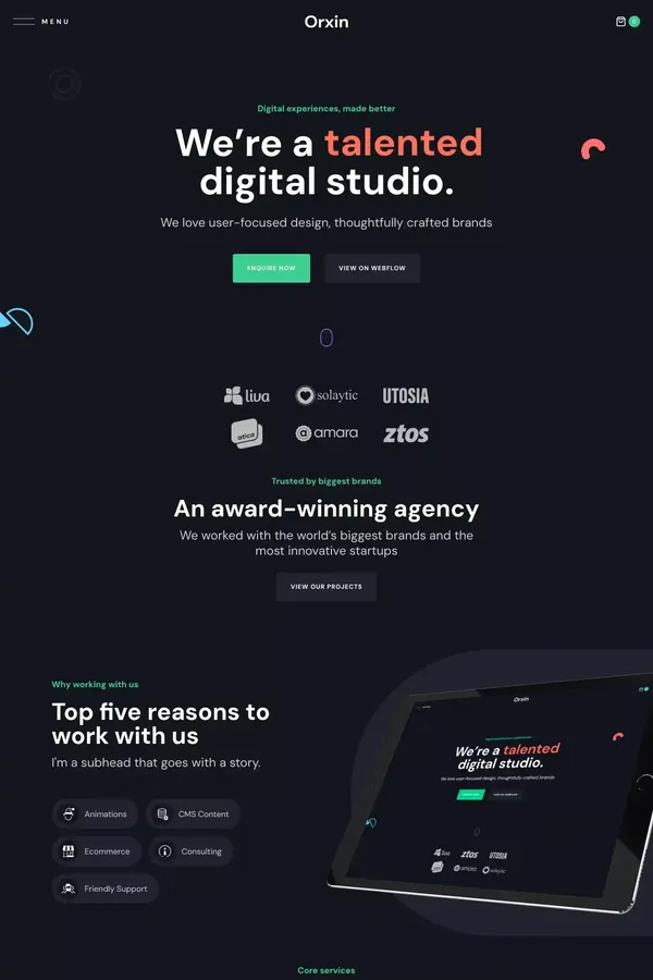 Orxin - Webflow Ecommerce website template - Template design inspiration