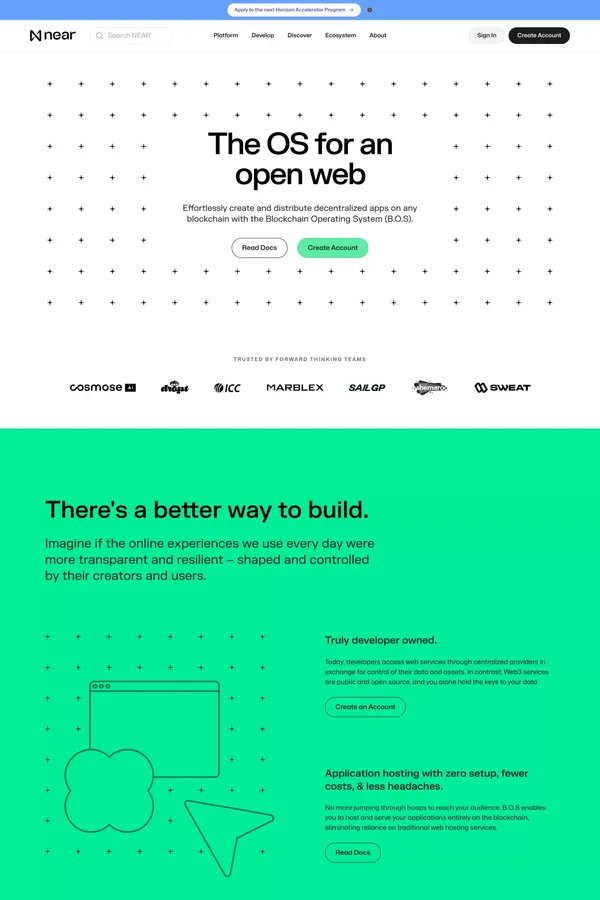 NEAR | The OS for an Open Web - Landing design inspiration