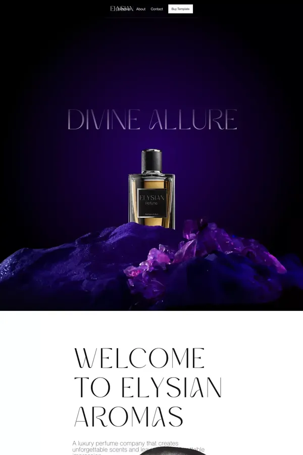 Elysian - Framer template website for a luxury fragrance brand.