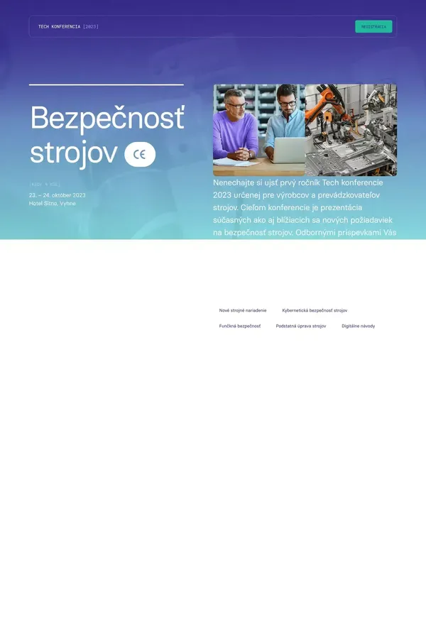 TECH Konferencia 2023 â BezpeÄnosÅ¥ strojov - website design inspiration