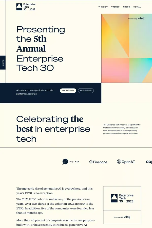Enterprise Tech 30 | Presented by Wing Venture Capital - Other design inspiration