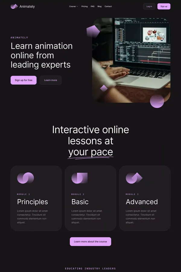 Animately - Webflow HTML website template - Template design inspiration