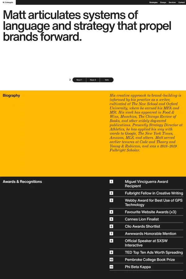 Matt Colangelo - Portfolio design inspiration