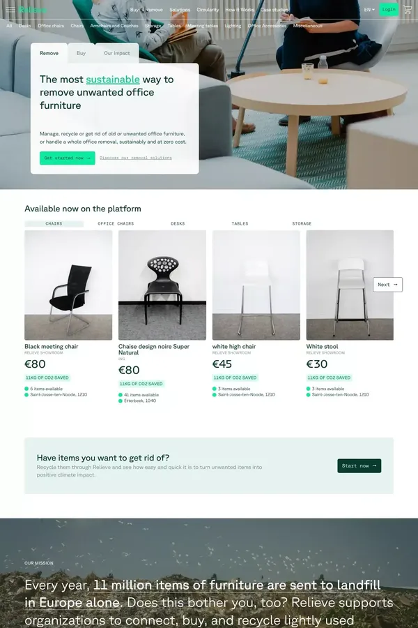 Relieve Furniture - Ecommerce design inspiration