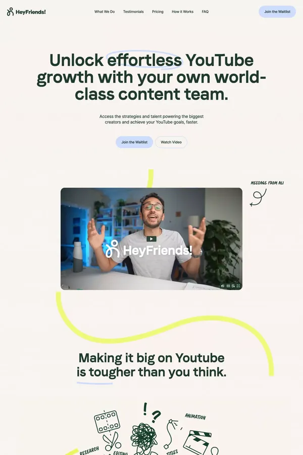 HeyFriends! | YouTube Growth, Video Editing, Thumbnail Design, and Strategy - Landing design inspiration