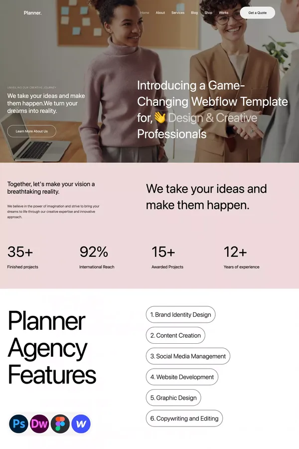 Planner - Webflow Ecommerce website template - Template design inspiration