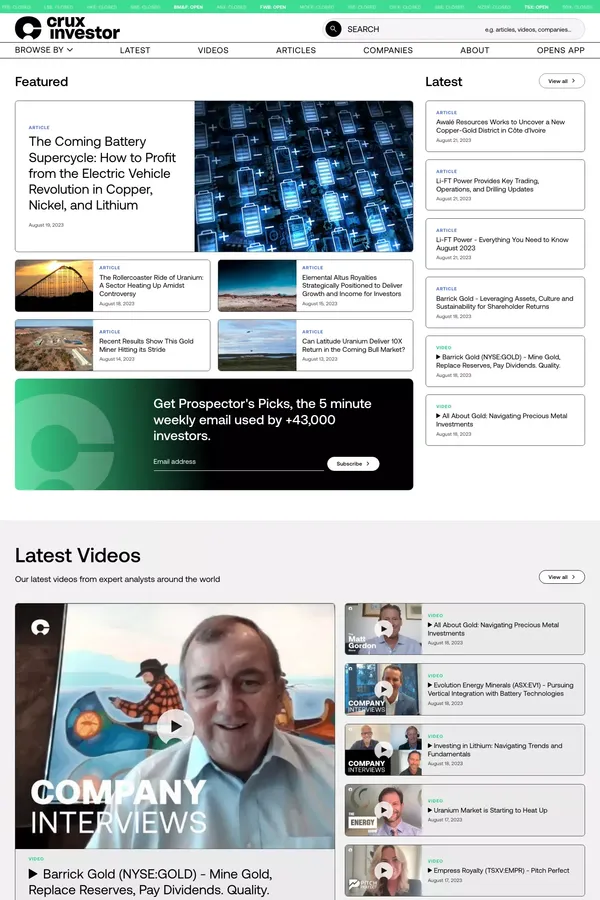 Crux Investor | Mining Stock Insights - Blog design inspiration