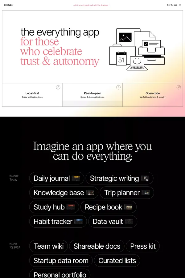 The Everything App - Landing design inspiration