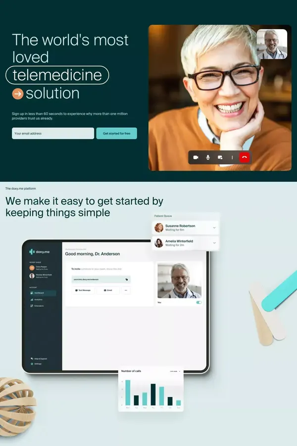 The Simple, Free, and Secure Telemedicine Platform | Doxy.me - Landing design inspiration