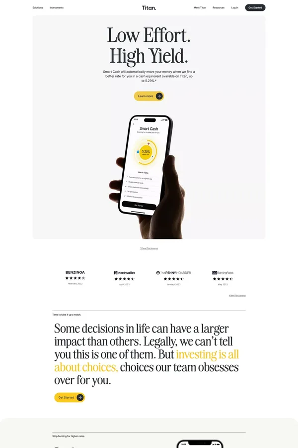 Titan — Low Effort. High Yield. - Landing design inspiration