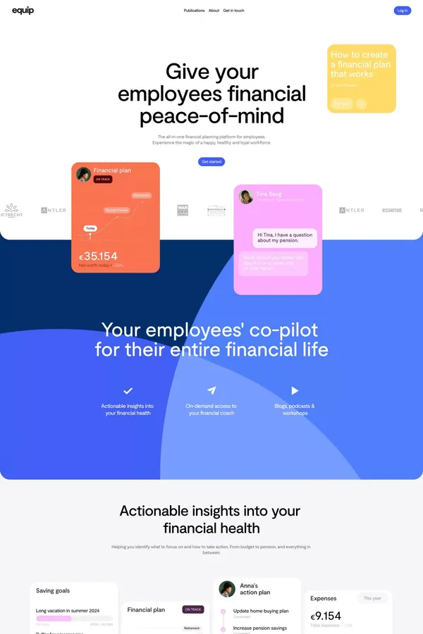 Equip | The all-in-one financial planning platform for employees - Landing design inspiration