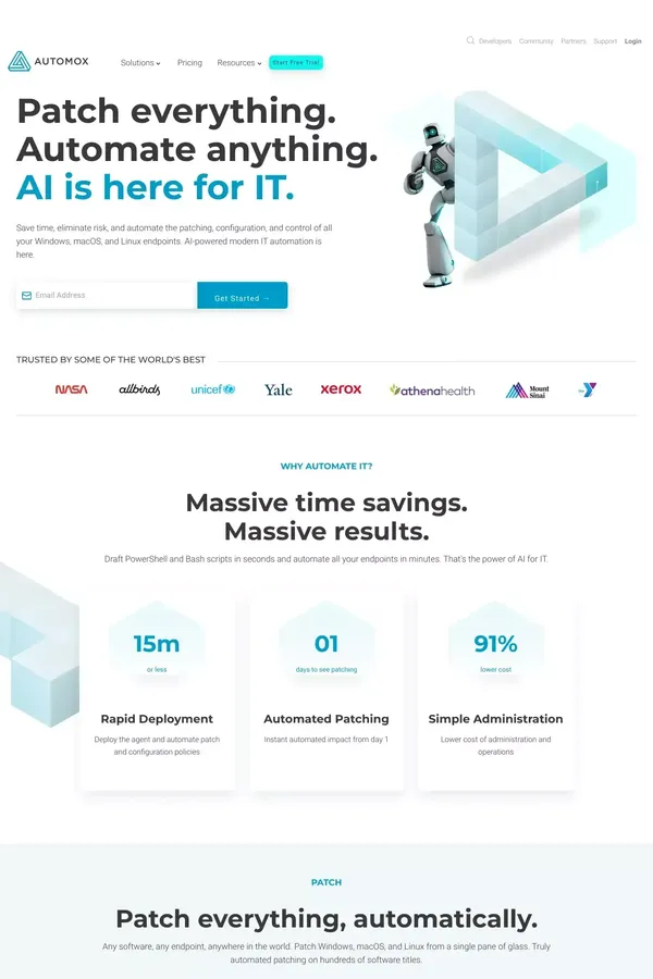 Automox: All Your Endpoints Easily Automated and Controlled - website design inspiration