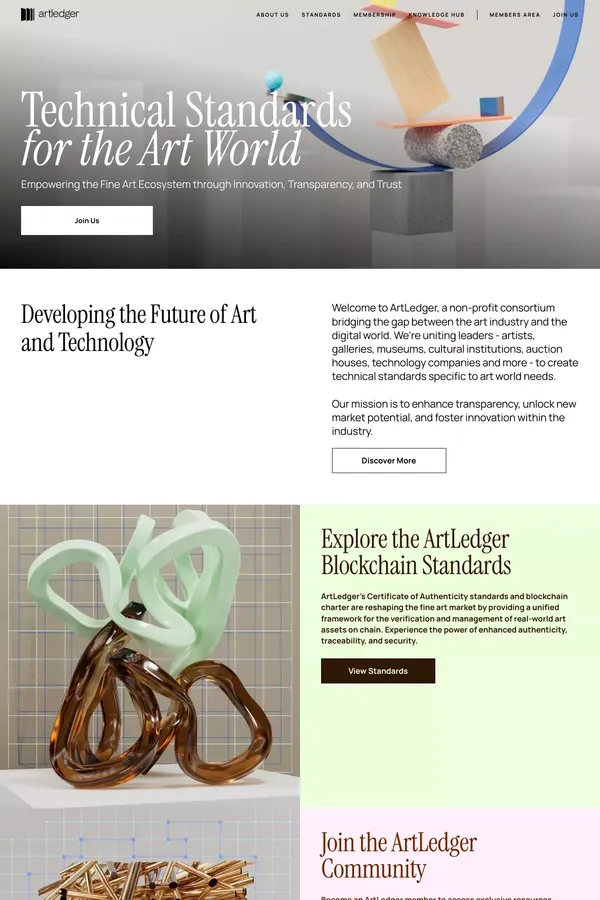 ArtLedger - Technical Standards for the Art World - Landing design inspiration