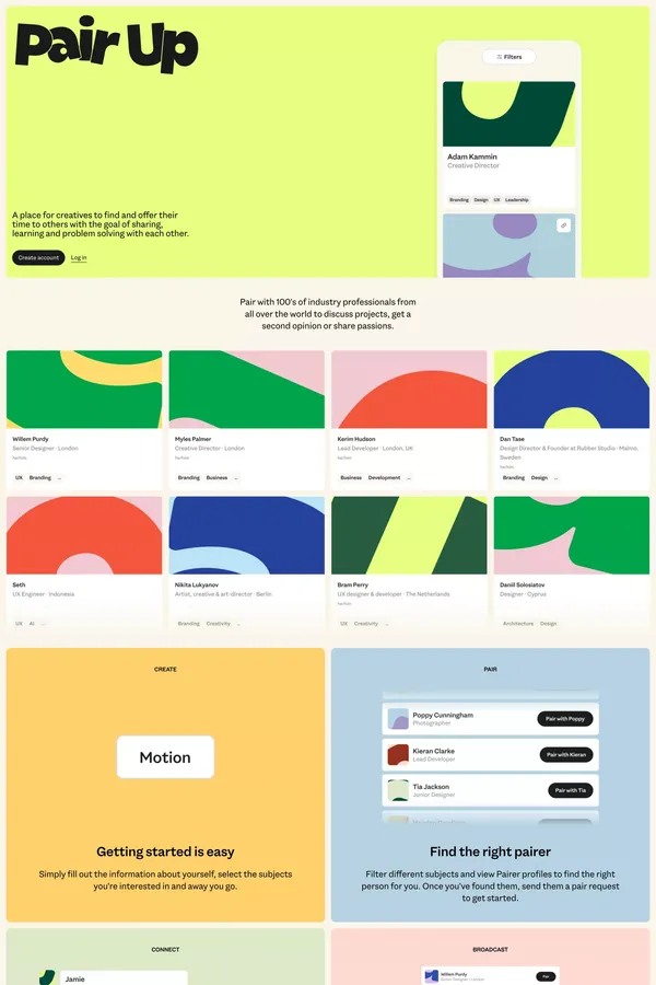 Pair Up - Landing design inspiration
