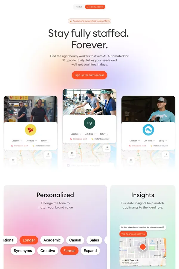 Wave - Stay fully staffed. Forever. - Landing design inspiration