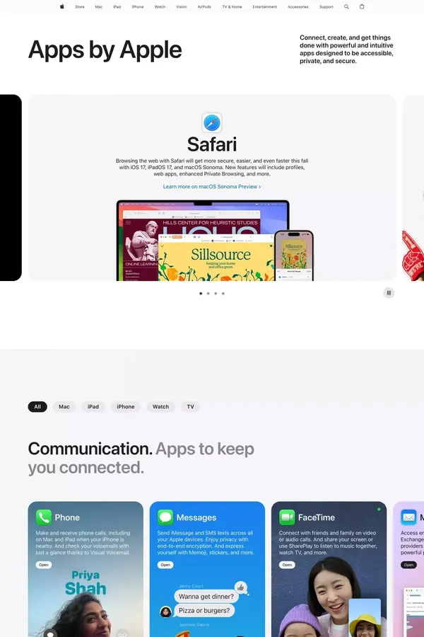 Apps by Apple - Apple - Landing design inspiration