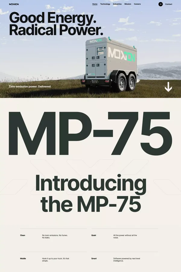 Moxion Power - Landing design inspiration