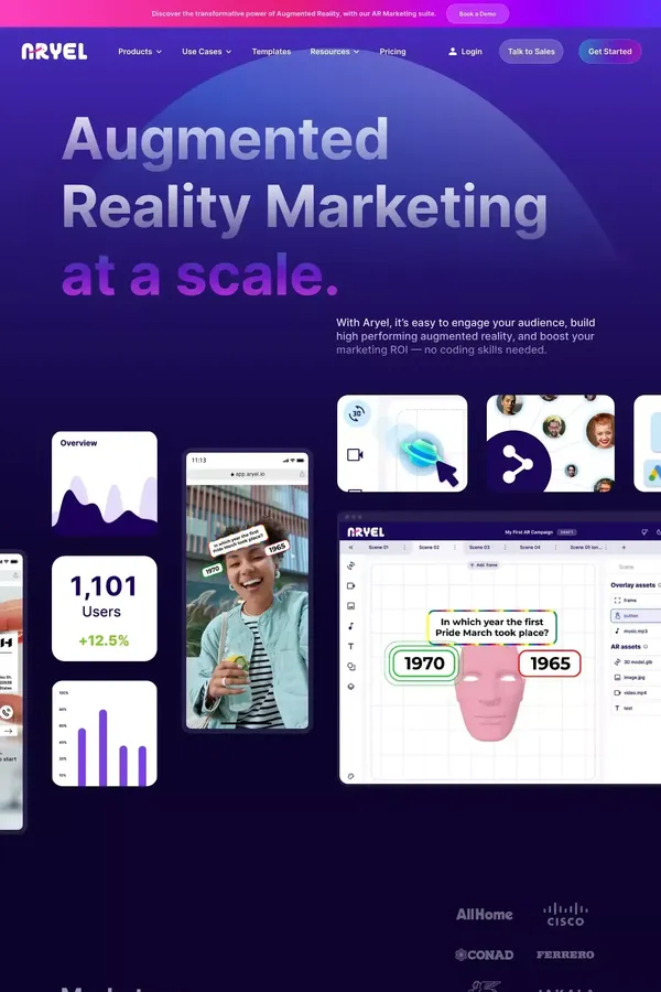 Aryel | Augmented Reality Marketing at a scale. - website design inspiration