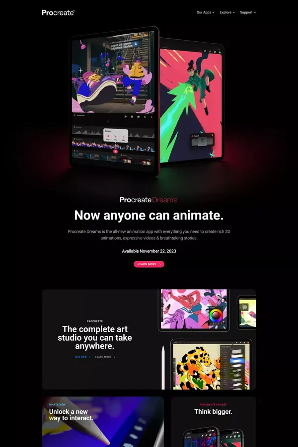 Procreate® – Sketch, Paint, Create. - Landing design inspiration