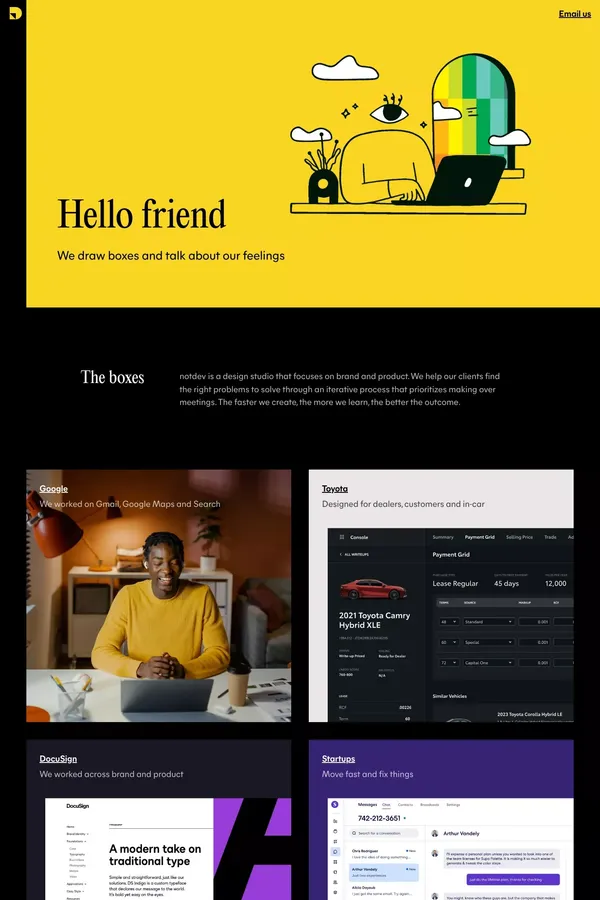 notdev | We draw boxes - Portfolio design inspiration