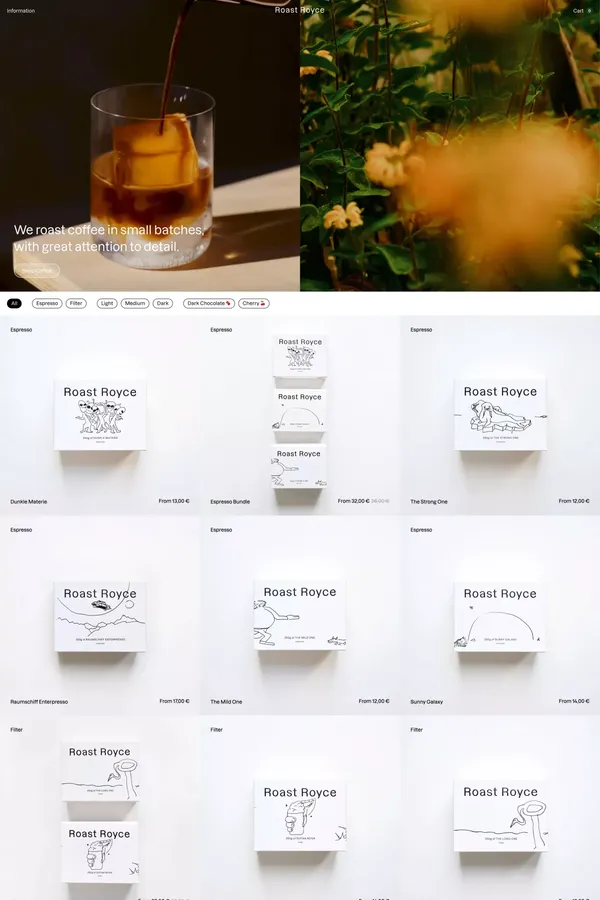 Roast Royce: Coffee Roastery - Ecommerce design inspiration