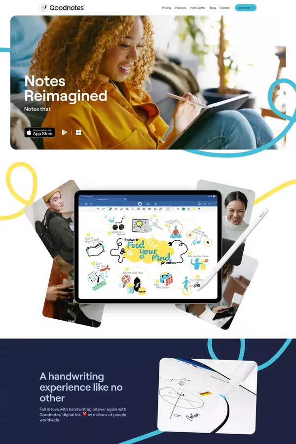 Goodnotes | Notes Reimagined | Note-Taking App - Landing design inspiration