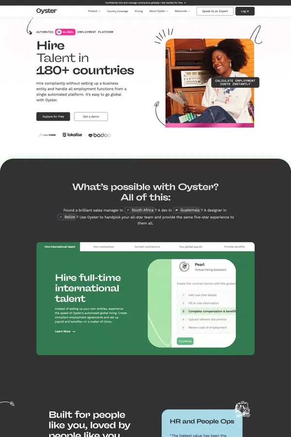 Global HR Software | Hire Anywhere, Thrive Everywhere | Oyster® - Landing design inspiration