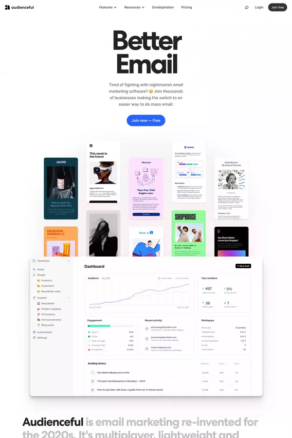 Audienceful: Email Marketing Reinvented - Landing design inspiration