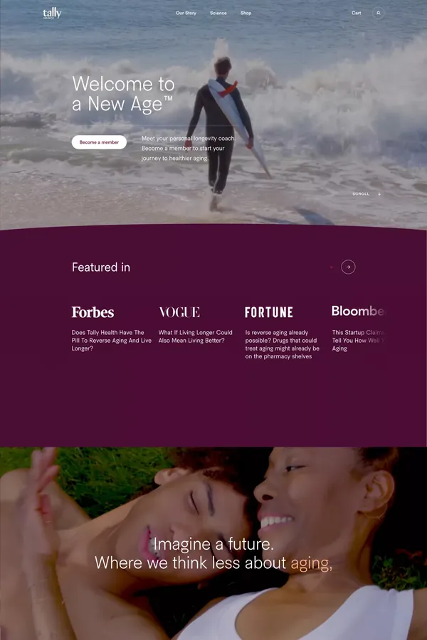 Tally Health - Welcome to a New Age. - Landing design inspiration